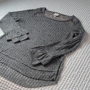 Knox Rose Gray Textured Scoop Neck Sweater